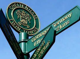 Cheltenham's twinning signpost
